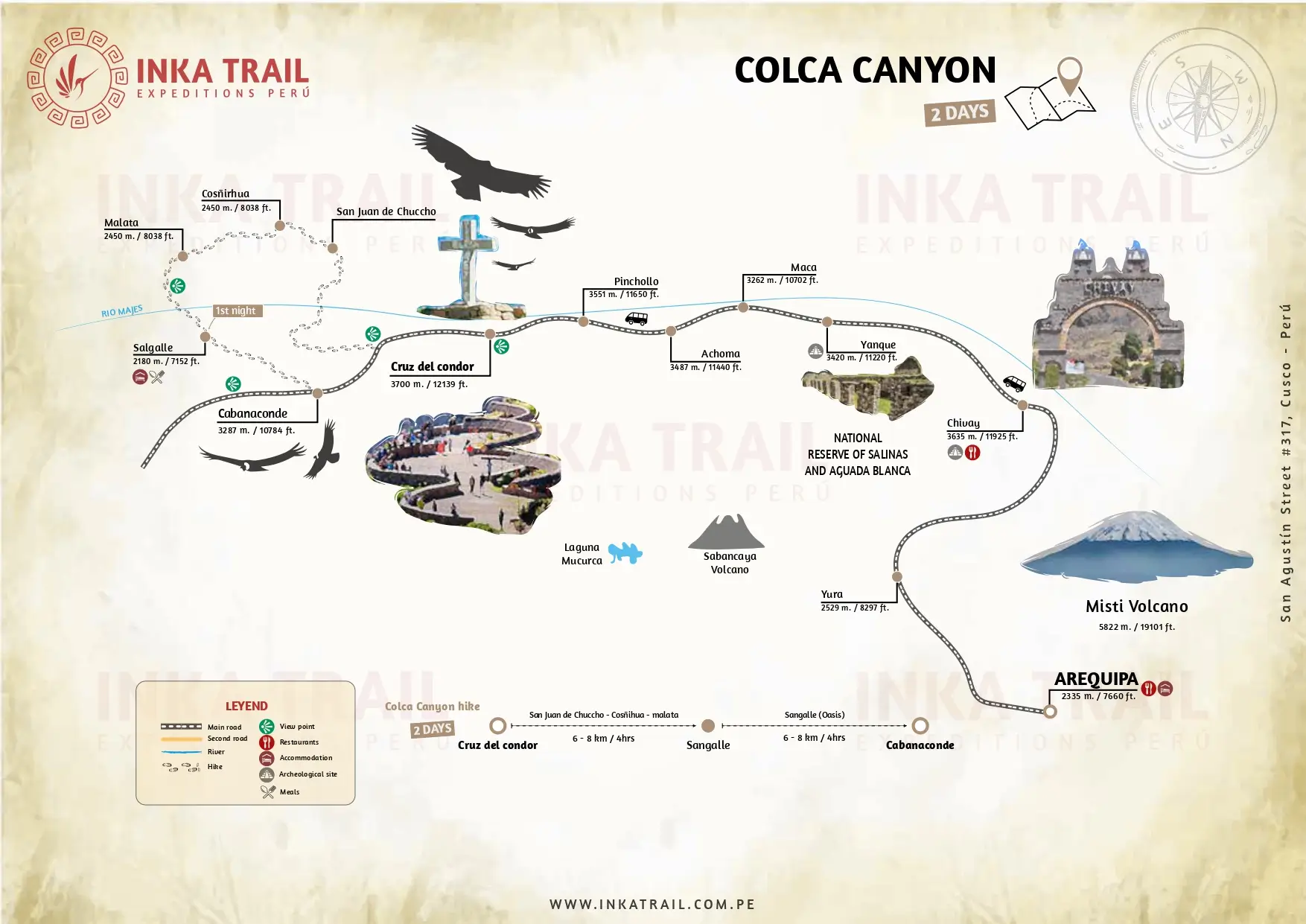 Mapa de CAÑON DEL COLCA - SANGALLE TREK 2 DIAS 1 NOCHES