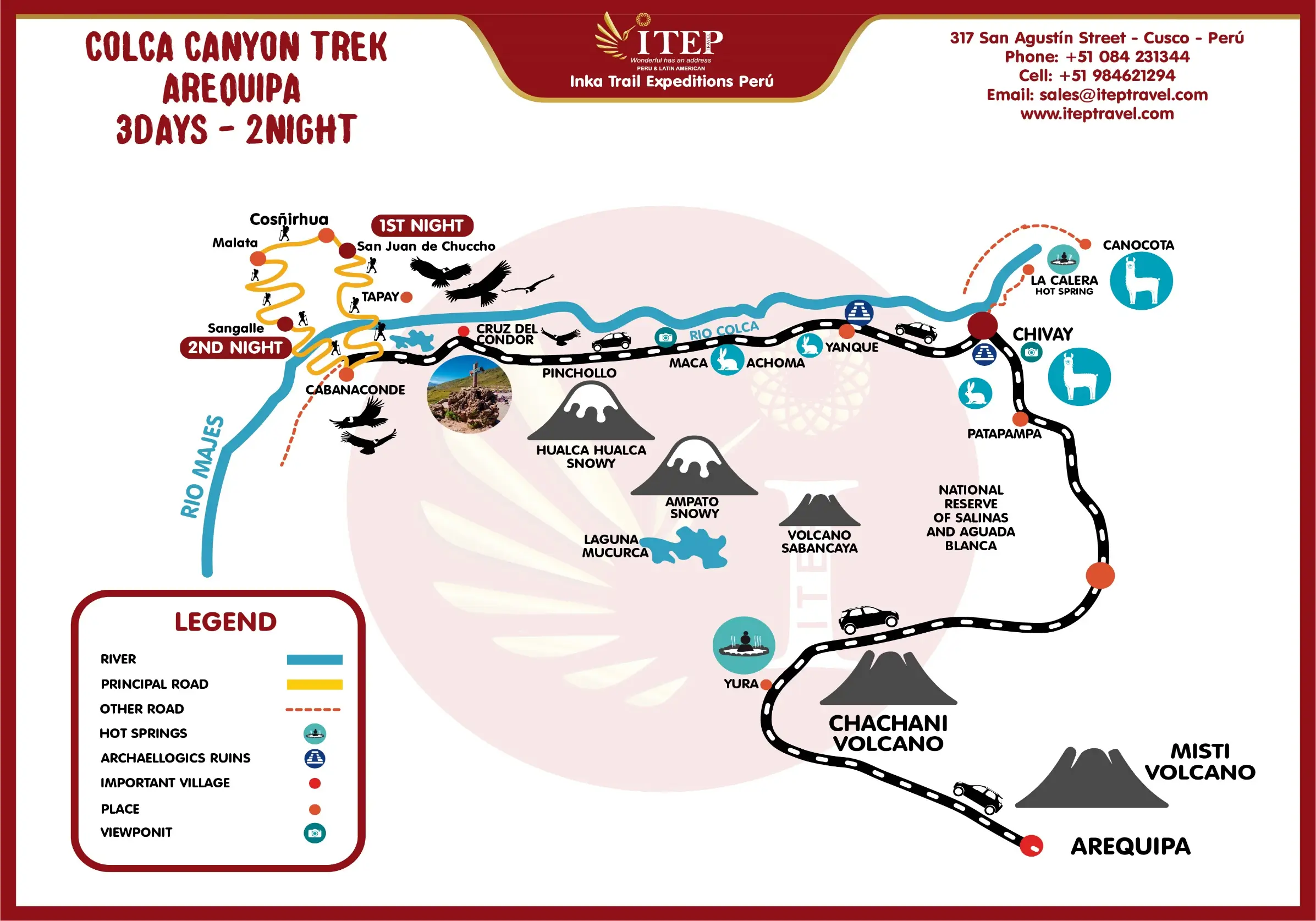 MAPA DE CAÑON DE COLCA - SANGALLE 3 DIAS Y 2 NOCHES